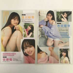 き-039『雑誌グラビア ラミネート加工』寺田蘭世(お洒落番長)金川紗耶(モデル)佐藤楓(癒し系)B5 2枚4Pヤングマガジン2021.1.5日号※15