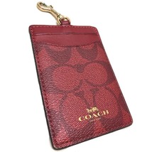 コーチ シグネチャー カードケース IC 定期入れ パスケース レザー レッド ゴールド金具 レディース メンズ 中古 COACH_画像2