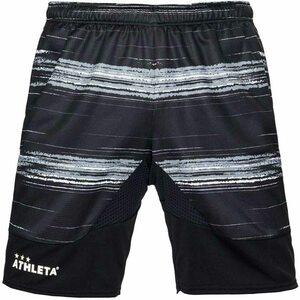 【KCM】Z-athlet-96-O★展示品★【ATHLETA/アスレタ】メンズ　ボーダープラクティスパンツ　ハーフ　半ズボン　02333　ブラック　サイズO