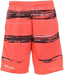 【KCM】Z-athlet-111-O★展示品★【ATHLETA/アスレタ】メンズ　ボーダープラクティスパンツ　ハーフ　半ズボン　02333　レッド　サイズO