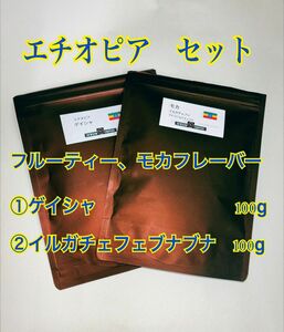 飲み比べ　エチオピア　ゲイシャ　ナチュラル100g モカ　イルガチェフェＧ１　ブナブナ　自家焙煎　スペシャリティ　コーヒー豆