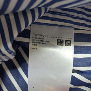UNIQLOユニクロ ＋J ドレスシャツ(長袖) LサイズXL相当 ストライプ柄 ブルーBlue系 春夏コレクション 完売品 オーバーサイズの画像10