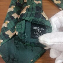 NEWYORKER　ニューヨーカー　ネクタイ　犬柄　チェック柄　緑グリーンベース　日本製　MADE IN JAPAN　シルク１００％　繭　絹_画像5