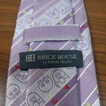 BRICK HOUSE by Tokyo Shirtsブリックハウスバイ東京シャツ　ネクタイ　ガチャピン＆ムック　薄紫　パープル_画像4