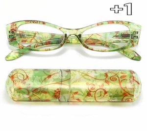 +1 farsighted glasses leading glass sini Agras light weight glasses floral print case attaching new goods 