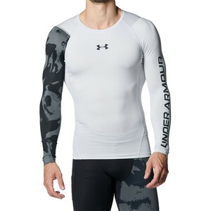 新品 アンダーアーマー 長袖 シャツ ２L XL LL グレー 白 ホワイト UNDER ARMOUR インナー 1381355 コンプレッション ヒートギア 即決