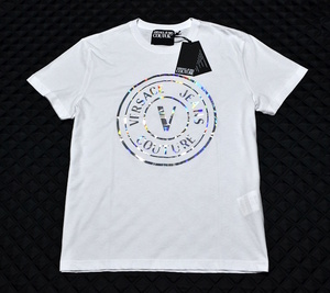 【新品】春夏 ヴェルサーチ VERSACE JEANS COUTURE 高級ロゴTシャツ Lサイズ 半袖 ビッグロゴ 重ね着にもOK ラグジュアリー 8740