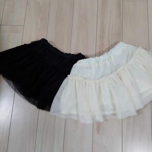 女の子 スカート　100 レーススカート　白　黒