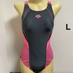 C480アリーナ♪ストレッチ♪ピンクとグレーのカラー切り替え女子競泳水着♪アンダーやコレクションや撮影会にも♪サイズL