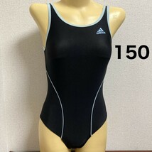 C611アディダス♪ストレッチ♪1円スタート！ブラックの女子スク水♪アンダーやコレクションや撮影会にも♪サイズ150_画像1