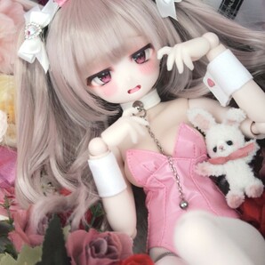 【ぐるぐる】DDH-27 SW肌 ドルフィードリーム MDD Dollfie Dream カスタムヘッド + 碁石アイ2種 + 舌パーツ パテ盛り ※小難ありの画像6