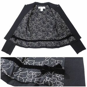 COMME des GARCONS コムデギャルソン 丸襟ウールジャケット 裏地リボン柄 W8J005 S ブラックの画像6