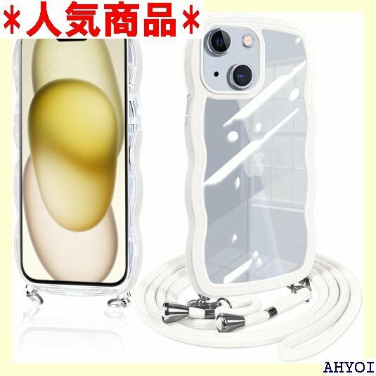 iPhone15 用 ケース ショルダー クリア アイ 意 個性 可愛い かわいい 韓国 薄型 耐衝撃 ホワイト 587