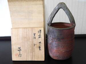 * used * Bizen ... kiln front .. one . flower go in / vase / flower vase / hand attaching / also box height approximately 23cm also box *a01 #25