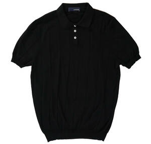 「 イタリア製 LARDINI コットン ニット 3B ポロシャツ 半袖 ブラック 」ラルディー二 54サイズ メンズ ベーシック