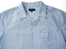 「 A.P.C. Open Collar Shirts オープンカラー 開襟 シャツ オックスフォード サックスブルー 」アーペーセー Lサイズ メンズ_画像3
