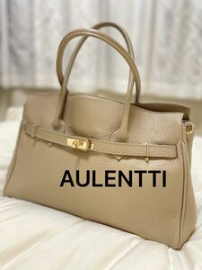 未使用レベル！　AULENTTI/オウレンティ トートバッグ レザー イタリア製 ハンドバッグ　本革　極美品　 2WAY A4収納