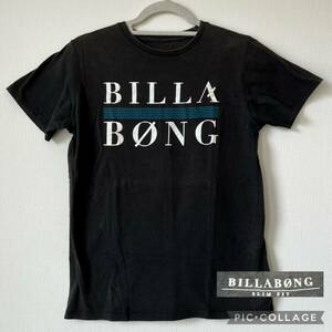 ★U■BILLABONG ビラボン レディース 半袖 Tシャツ Mサイズ 黒色 ロゴプリント ブラック コットン100% トップス 古着