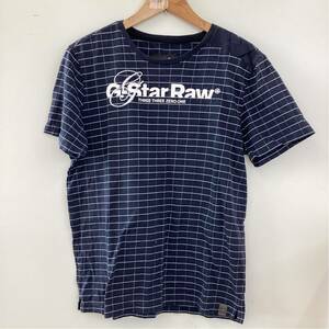 CO■ G-Star RAW ジースターロウ メンズ Tシャツ 半袖 Mサイズ 紺色 夏物 薄手 ブランドロゴ 綿100% シンプル 丸首 トップス 