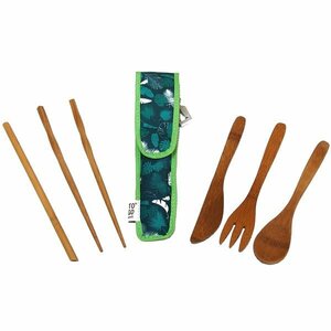 TO GO WARE toe go- wear bamboo cutlery kit ( straw storage case attaching ) 20200003 GREEN TROPICS