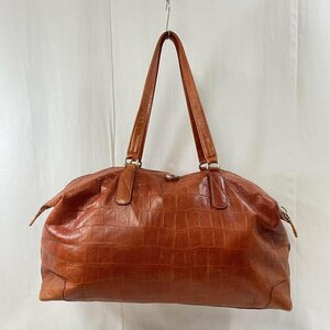 アニアリ レザーバッグ/LEATHER BAG/型押しバッグ/大容量/オレンジ トートバッグ 表記無し 橙 / オレンジ