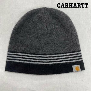 カーハート Carhartt 二ットキャップ ビーニー USA製 帽子 帽子 - 灰 / グレー X 黒 / ブラック ロゴ、文字 X ワンポイント