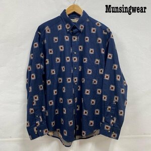 マンシングウェア Munsingwear ボタンダウン 長袖 シャツ 総柄 コットン M シャツ、ブラウス シャツ、ブラウス M 紺 / ネイビー 総柄