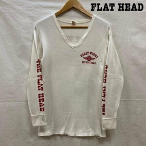 ザ・フラットヘッド THE FLAT HEAD sport wear 長袖 カットソー サーマル ロンT Vネック 38 Tシャツ Tシャツ 38 ロゴ、文字 X プリント