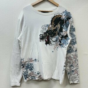 古着 saiori 和柄 桜 龍 ドラゴン 刺繍 ラウンドネック ロンT Tシャツ Tシャツ L 白 / ホワイト