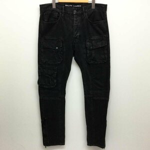  Ralph Lauren черный Denim брюки-карго кнопка fly кромка Zip & кнопка-застежка брюки брюки 34 дюймовый чёрный / черный одноцветный 