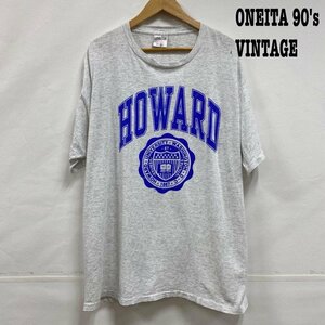 ヴィンテージ ONEITA 90's USA製 カレッジプリント シングルステッチ XL 46-48 Tシャツ Tシャツ XL 灰 / グレー X 青 / ブルー