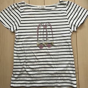 ボーダー 半袖Tシャツ　Mサイズ　クチュールブローチ