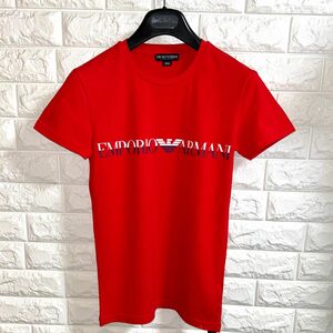 【新品】EMPORIO ARMANI アルマーニ／クルーネック ブランドロゴ Tシャツ カットソー Sサイズ