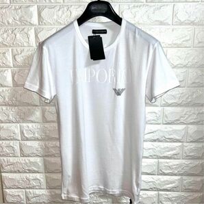 【新品】 EMPORIO ARMANI アルマーニ ／クルーネック ブランドロゴ ストレッチTシャツ カットソー Lサイズ