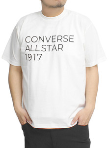 【新品】 2L ホワイト コンバース(CONVERSE) 半袖 Tシャツ メンズ 大きいサイズ ドライ 吸汗速乾 裏メッシュ ロゴ プリント クルーネック