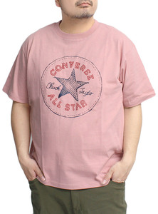 【新品】 2L ピンク コンバース(CONVERSE) 半袖 Tシャツ メンズ 大きいサイズ スニーカー オールスター プリント クルーネック カットソー