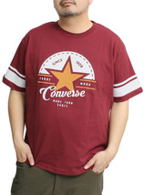 【新品】 3L ワイン コンバース(CONVERSE) 半袖 Tシャツ メンズ 大きいサイズ 袖ライン ロゴ プリント クルーネック カットソー_画像1