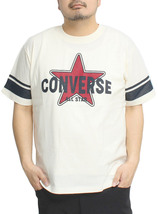 【新品】 4L オフホワイト コンバース(CONVERSE) 半袖 Tシャツ メンズ 大きいサイズ 袖ライン ロゴ プリント クルーネック カットソー_画像1