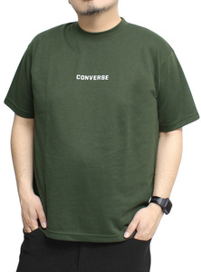 【新品】 2L カーキ コンバース(CONVERSE) 半袖 Tシャツ メンズ 大きいサイズ 吸汗速乾 裏メッシュ ドライ ロゴ プリント クルーネック カ