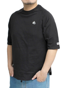 【新品】 2L ブラック LOGOS PARK(ロゴス パーク) 5分袖 Tシャツ メンズ 大きいサイズ ロゴ プリント ラグラン カットソー