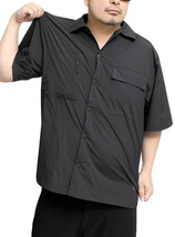 【新品】 5L ブラック LOGOS PARK(ロゴス パーク) 半袖シャツ メンズ 大きいサイズ ナイロン 撥水加工 ストレッチ ジップ ポケット付き ワ_画像4