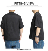 【新品】 3L ブラック×総柄 シアーシャツ メンズ 大きいサイズ ゆったり 透け感 楊柳加工 無地 総柄 オープンカラー 半袖シャツ_画像5