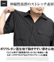 【新品】 2L ベージュ LOGOS PARK(ロゴス パーク) 半袖シャツ メンズ 大きいサイズ ナイロン 撥水加工 ストレッチ ジップ ポケット付き ワ_画像8