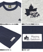 【新品】 3L 杢グレー LOGOS PARK(ロゴス パーク) 5分袖 Tシャツ メンズ 大きいサイズ ロゴ プリント ラグラン カットソー_画像6