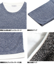 【新品】 5L ネイビー 5分袖 Tシャツ メンズ 大きいサイズ メランジ パイル フェイクレイヤード 消臭 抗菌 クルーネック 半袖 カットソー_画像7