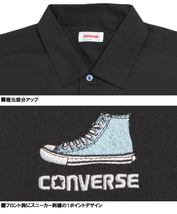 【新品】 5L ブルーグレー コンバース(CONVERSE) 半袖シャツ メンズ 大きいサイズ ロゴ 刺繍 プリント ポリツイル ワークシャツ_画像6