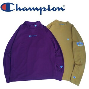 新品同様 近年新作2点 Champion GOLF 年中対応 ストレッチ モックネック 長袖シャツ インナー メンズM チャンピオン ゴルフウェア 240424