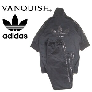 極美品 入手困難 名作 adidas originals × VANQUISH 半袖 ジャージ 上下セット セットアップ メンズL アディダス バンキッシュ 黒 240494