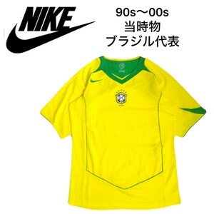 極美品 入手困難 90s～00s 当時物 ポルトガル製 NIKE ブラジル代表 ユニフォーム ゲームシャツ メンズS サッカー ワールドカップ 2404103