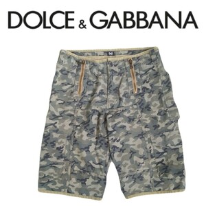 極美品 名作 入手困難 DOLCE&GABBANA 特殊縫製 カモフラ総柄 ハーフパンツ カーゴパンツ メンズ50 ドルチェ&ガッバーナ ドルガバ 2404104